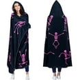thumbnail image 2 of Halloween Wearable Blanket Hoodie Blacklight Skeleton Dance Hoodie Blanket with Hand Pockets, Funny Skull Soft Flannel Adult Hooded Blanket for Women and Men, 50 X 60 Inches (Black), 2 of 6