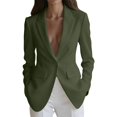 thumbnail image 2 of ZHOGXU Lightweight Plus Size Coat For Women Solid Color Notched Modern Suit Jacket Elegant,Beach Travel,Army Green,S, 2 of 4
