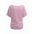 thumbnail image 3 of Womens Short Sleeve Boat Neck Side Shirring Dolman Drape Top, 3 of 6