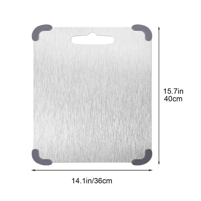 Tabla de cortar de acero inoxidable 304 | Bloque de corte de metal de doble cara | Superficie apta para lavavajillas antiolor | Duradero, no poroso, resistente al calor | Ligero, colgable | 1 pieza