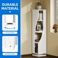 thumbnail image 5 of Dextrus 4-Tier Narrow Bookcase with LED Light, 71.5" Rotating Bookshelf, Geometric Modern Corner Shelf, Shelf Storage Organizer Corner Shelf for Home Office, White, 5 of 8