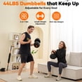 thumbnail image 4 of Naipo 44lb Adjustable Dumbbell Set 4 In 1 To Kettlebell Barbell and Push Up Stand Home Gym Weights Dumbbells for Beginners Youth Women Space Saving Workout Equipment, 4 of 9