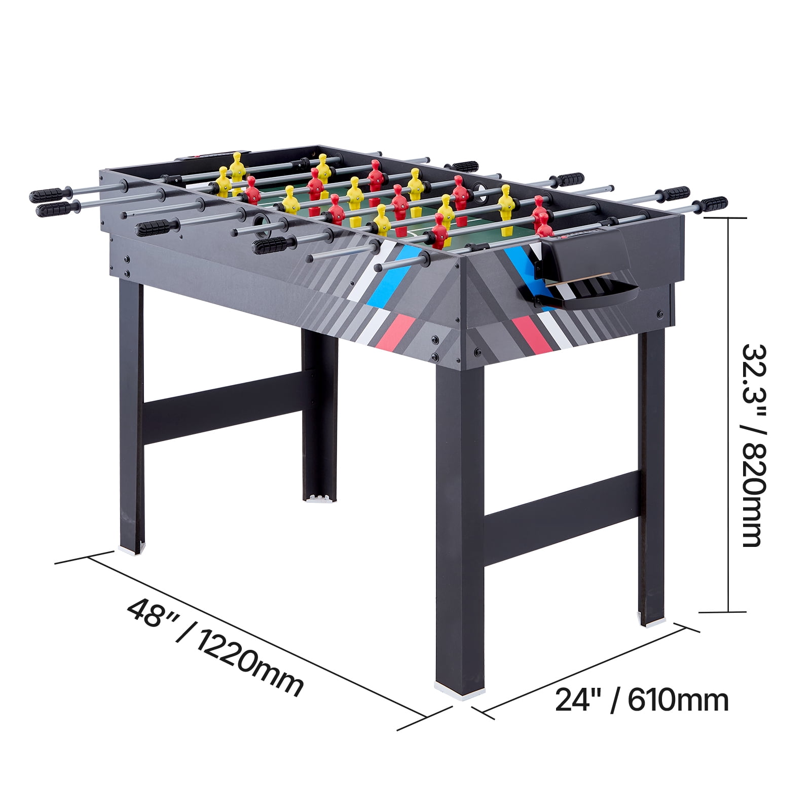 KFFKFF Quad-Function Game Table Kit, 48" Air Hockey Surface, Versatile Table Featuring Air Hockey, Pool, Foosball, Table Tennis, Pushers & Pucks, Recreational Arcade Table for Home Game Space