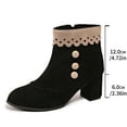 thumbnail image 5 of Woman Ankle Boots Chunky Heel Round Toe Lace Side Zipper Warm Shoe Women's Winter Mid Heel Ankle Boots Black 5.5, 5 of 9