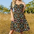 thumbnail image 3 of Mandala Dress Mexican Skeletons Floral Print Elegant Dresses Summer Street Style Casual Dress Pattern Vestido, 3 of 6