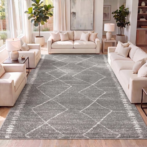 Zaina Moroccan Beni Souk Gray/Cream 8 ft. x 10 ft. Area Rug