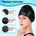 thumbnail image 3 of Gorro de baño VIRSIDI grande para cabello largo para adultos con pinza nasal, paquete de 2, 3 of 7