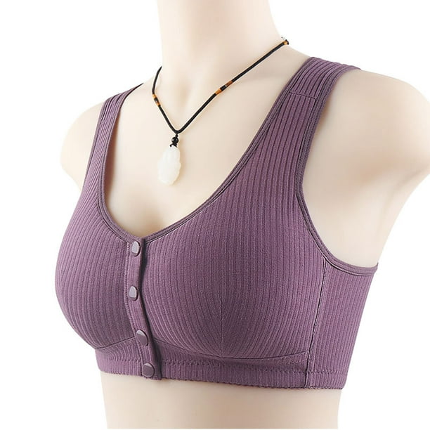 Pisexur Plus Size Bra Cotton Snap Bras - Women's Front Easy Close Builtup  Sports Push Up Bra with Padded Nursing Bras 