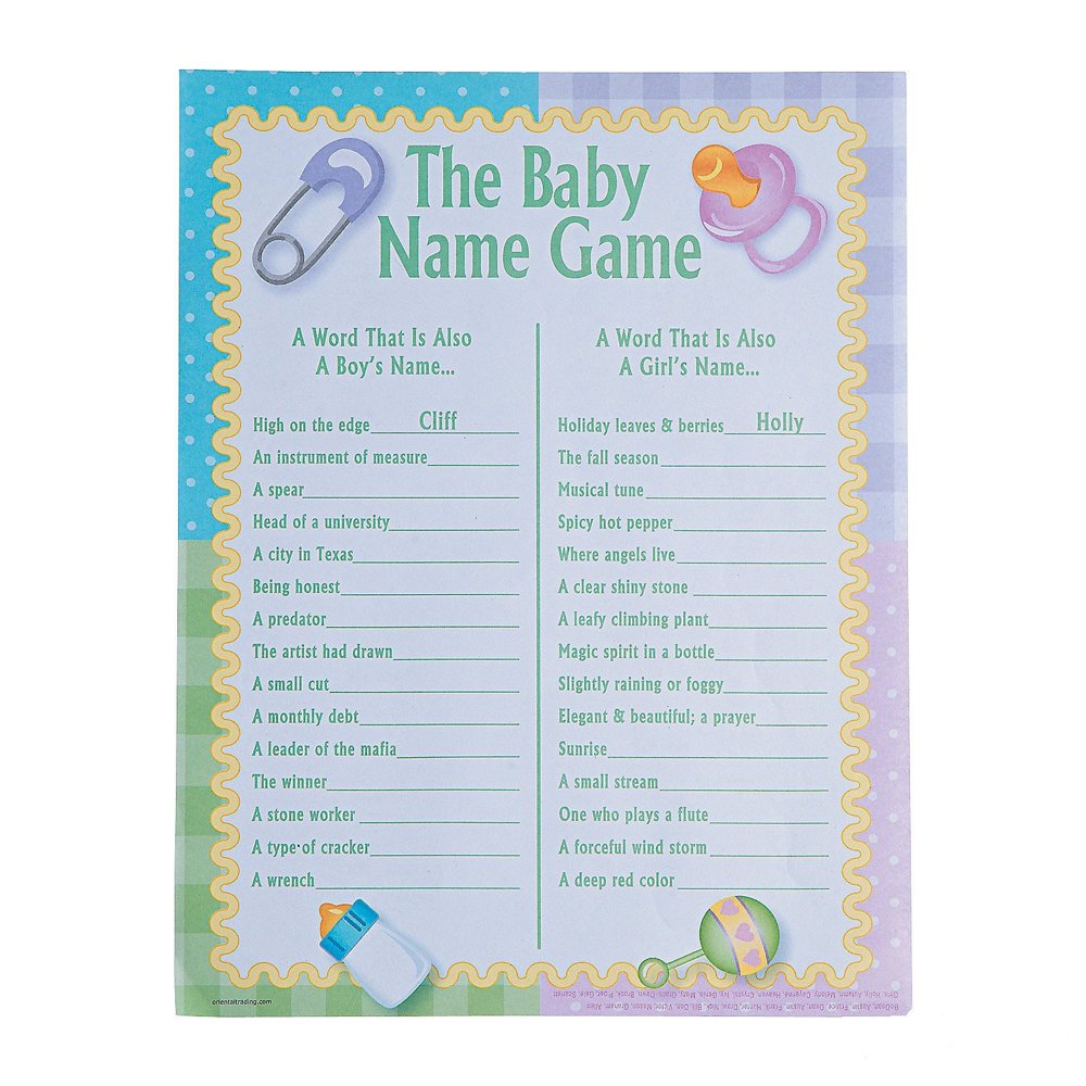 Baby Shower Baby Name Game (2Dz) Toys 24 Pieces