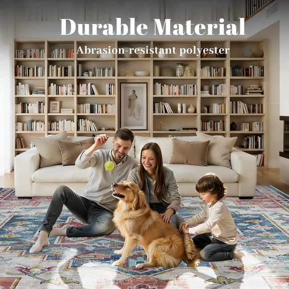 5x7 Area Rugs Living Room Rug Washable Vintage Boho Rug No Slip Stain Resistant Soft Carpet Large Carpets for Bedroom Dining Room Farmhouse Hallway Home Office