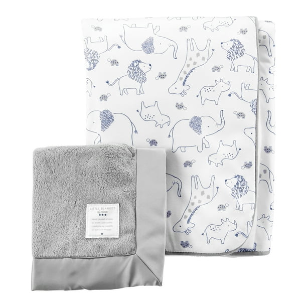 Carter's Child of Mine 2Piece Baby Blanket and Lovie Blanket, Neutral, Gray Safari
