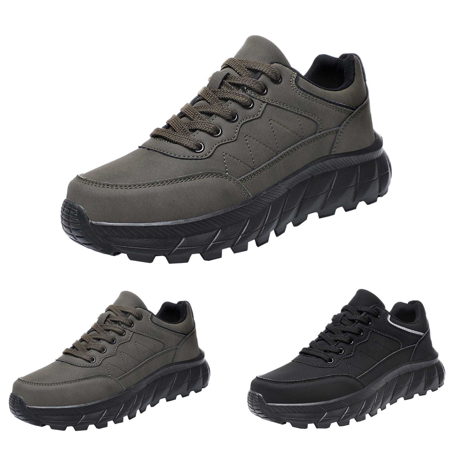 XIMIN Men's Lightweight Walking Shoes Non Slip Resistant Work Comfortable Supportive Running Hiking Outdoor Lawn Mowing Casual Sneakers Work Shoes (43, Khaki)