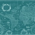 thumbnail image 2 of Blaeu, Willem 15x15 Black Ornate Wood Framed with Double Matting Museum Art Print Titled - Blueprint Map(Teal) , 2 of 4