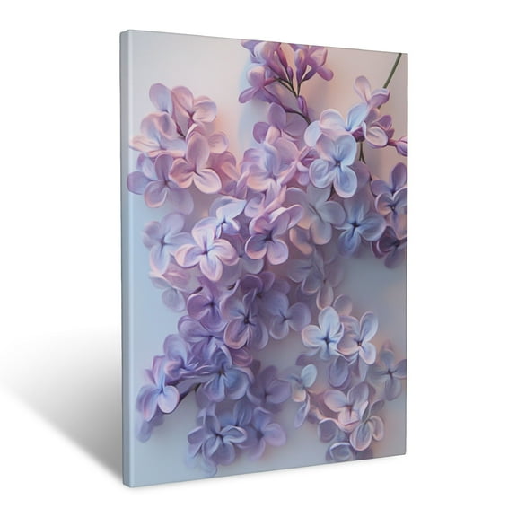 CozyNet Delicate Arrangement Of Lilac Blossoms With Subtle Purple Gradients Wall Art Prints With Frame Canvas Perfect for Living Room & Bedroom, Ready to Hang, Wall Decor 12"x16"in