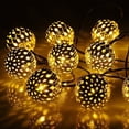 thumbnail image 2 of Luces de Navidad marroquíes solares al aire libre impermeables 1.5M 10 LED, luces de cadena con energía solar para Garden Yard Gazebos Camping Party Holiday (blanco cálido) brillar Electrónica, 2 of 6