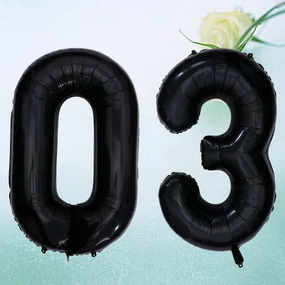 LEORX 2Pcs Black Foil Number Balloons for Inflation and Deflation for Birthday Theme