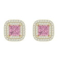 thumbnail image 3 of 1.73 ct Screw-Back Stud Earrings for Women | 5mm Princess Cut Simulated Pink Diamond | 14K Yellow Gold, 3 of 5
