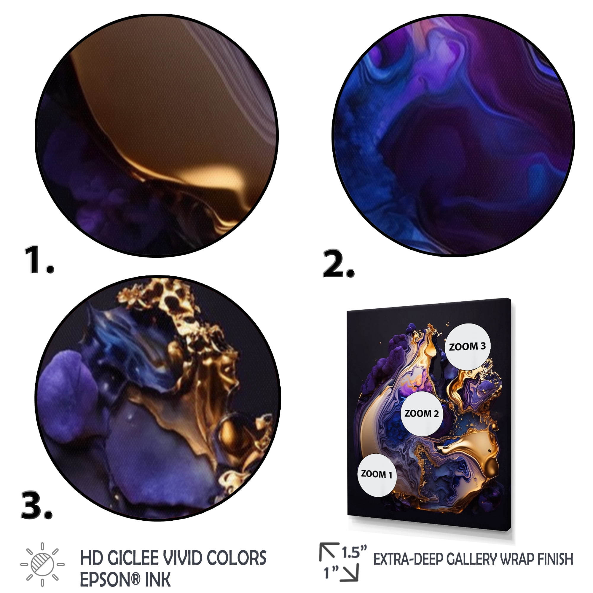 Designart Abstract Marble Geode Purple II Canvas Wall Art
