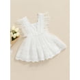 thumbnail image 3 of Qmyliery Baby Girls Dress, White Square Collar Sleeveless Lace Hem One-piece Gift, 3 of 8