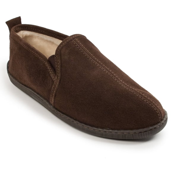 Minnetonka Men's Pile Lined Romeo Slipper Flat,Chocolate,7 M US