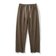 thumbnail image 2 of Mens Casual Fashion Solid Straight Leg Pants Drawstring Elastic Waist Pants RXIRUCGD Marron, Taille: 2TG, 2 of 4