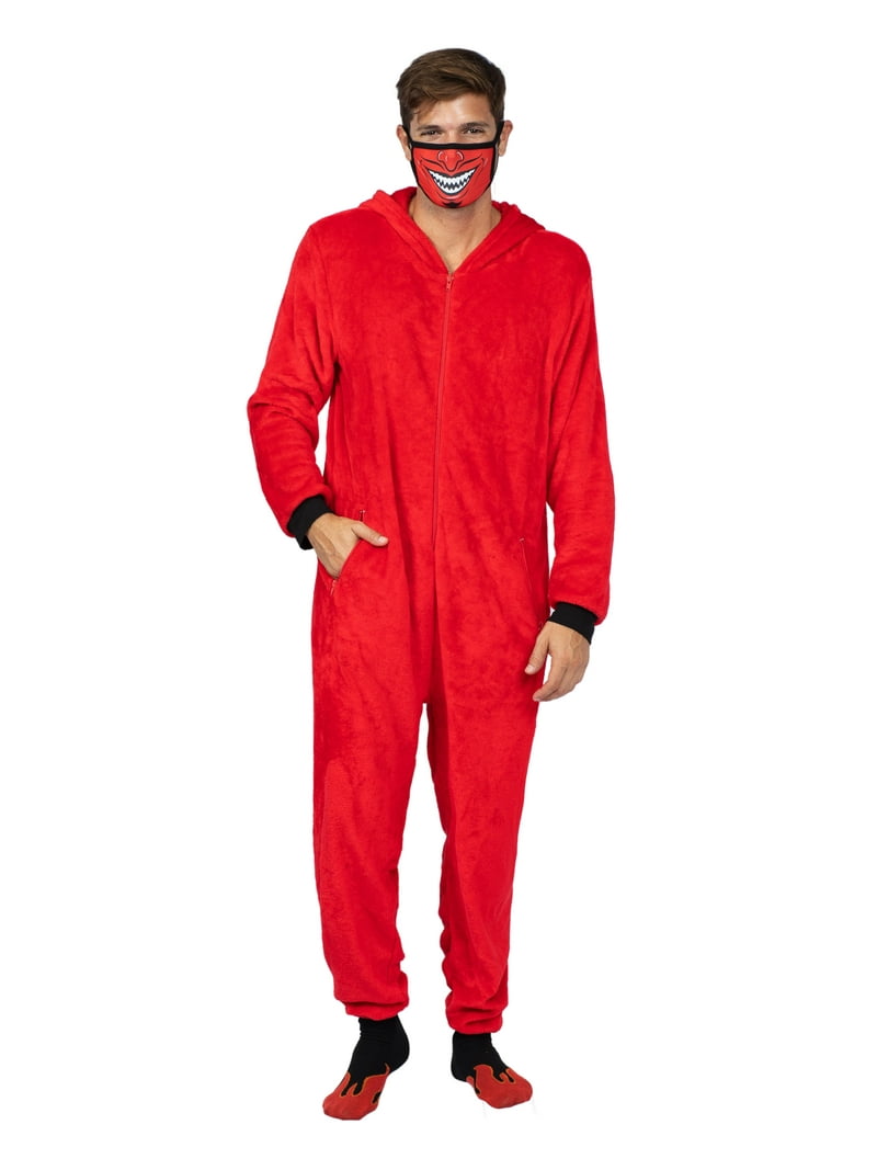 Walmart Halloween Adult Onesie PJs, Matching Couples Costume, Red