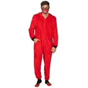 Holiday Matching Couples Costume Pajama Onesie With Socks and Mask, Ghost, Devil, and Skeleton, Red Devil (Men), Size: XL