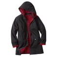 thumbnail image 4 of Woman Within Plus Size Flannel-Lined Denim Jacket Removable Hood Long Oversized Jean Coat, 4 of 5