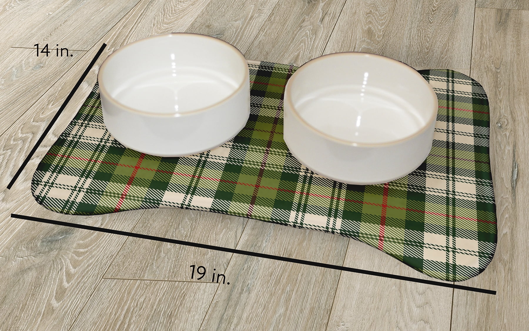 Simply Daisy Plaid Bone Shape Pet Feeding Mat for Dogs