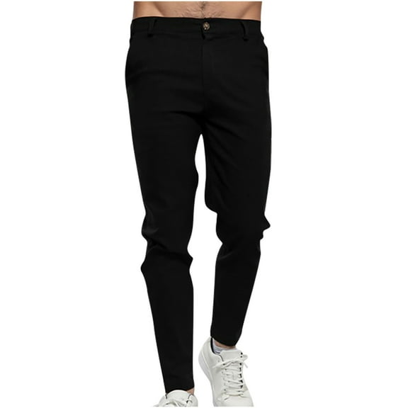 Men's Classic-fit Flat-Front Pant Slim Fit Dress Pant Casual Tapered Pockets Work Pants