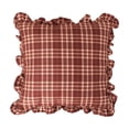 thumbnail image 2 of Throw Pillow Cover Gingham Throw Pillow Checkered Pillow Cover Ruffled Edge Square Decorative Pillow Cover for Couch Farmhouse Living Room Decor Burgundy Plaid 1 Pack, 2 of 6