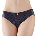 thumbnail image 3 of Gibobby Tangas de sexy mujer 5 pares de ropa interior de encaje de diamante con cintura inferior sin pantalones triangulares de malla transparente para mujer(Rojo,M), 3 of 4