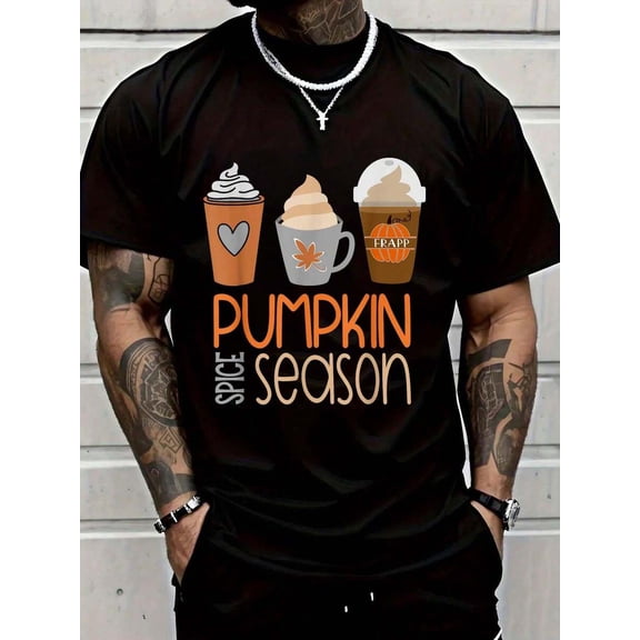Pumpkin Spice Season T-Shirt Fall Autumn T-Shirt Graphic Tees Men Tops Clothes
