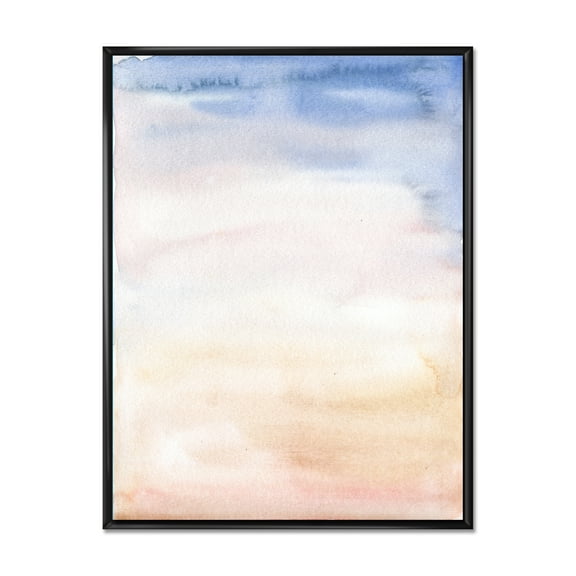 Pastel Abstract With Pink Dark Blue and Beige Spots 12 in x 20 in Framed Painting Canvas Art Print, by Designart