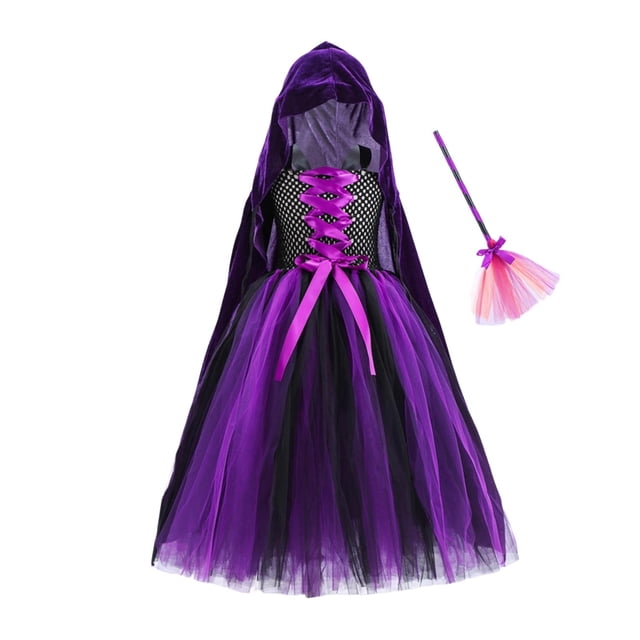 Vestido sin mangas con cuello redondo hasta la rodilla para niños de Europa y Estados Unidos, vestido de princesa de malla, ropa de juego de rol de payaso de Halloween, ropa de actuación para fiestas
