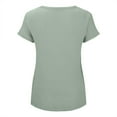 thumbnail image 5 of Prolriy Womens Tops Linen Shirts for Women, Women's Round Neck Short Sleeve Solid Color Casual and Comfortable Tops T Shirts for Women, Womens Tops Summer Tops Green XL, 5 of 5
