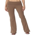 thumbnail image 1 of Pantalon de Yoga Décontracté pour Femmes Grande Taille, Basique, Taille Repliable, Confortable, en Coton Extensible, Coupe Bootcut, 1 of 7
