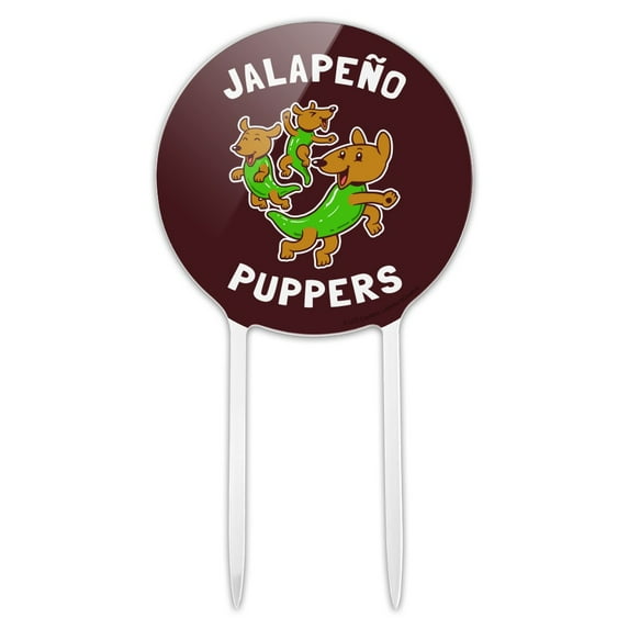 Acrylic Jalapeno Puppers Puppy Dog Poppers Funny Humor Cake Topper Party Decoration for Wedding Anniversary Birthday Graduation