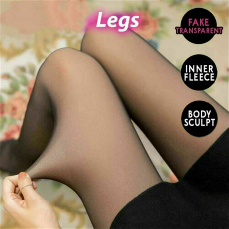 Plus Size Fleece Lined Tights Women Winter Thermal Pantyhose Leggings Warm  Fake Translucent Sheer Stretch Stocking at  Women’s Clothing store