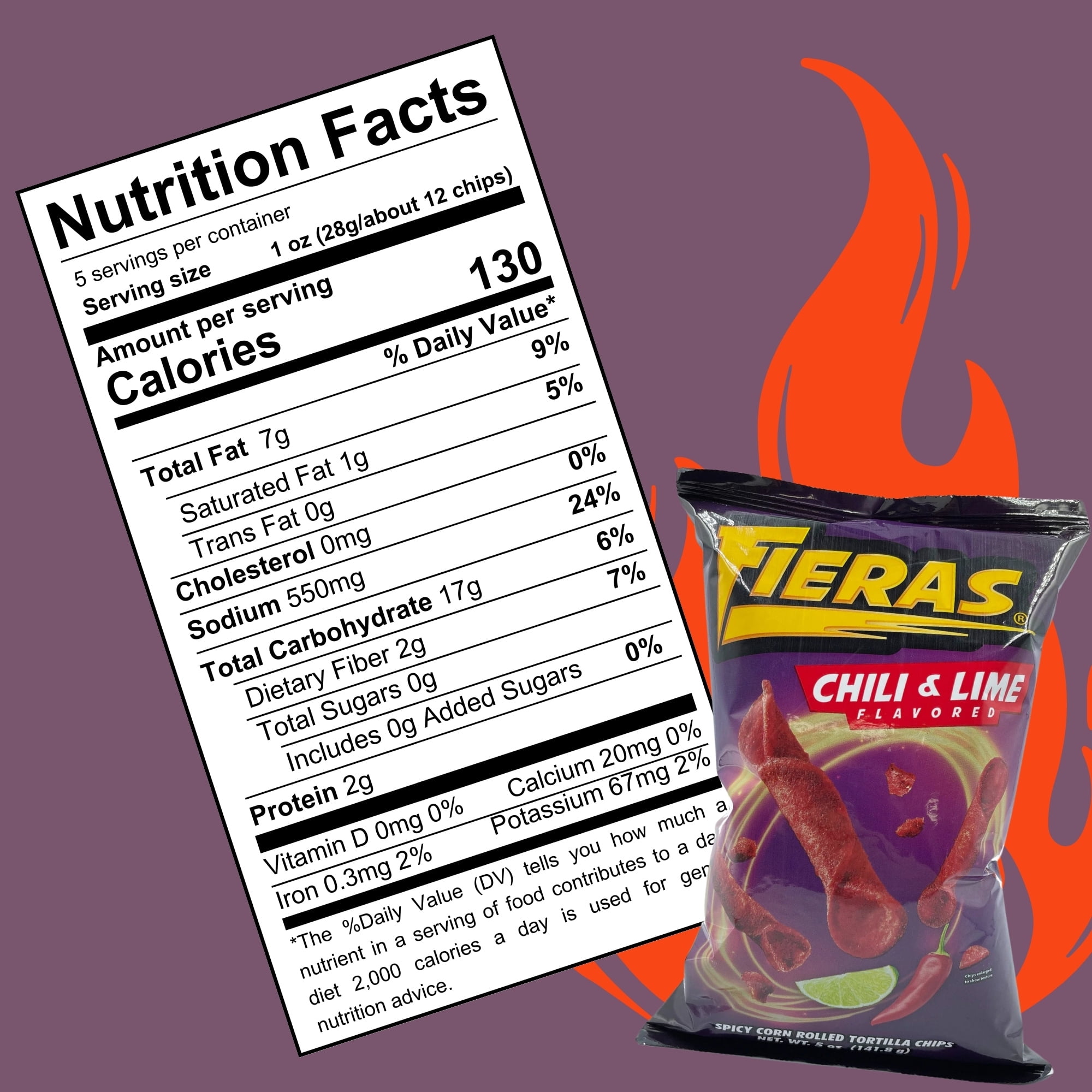 Fieras Chili and Lime Flavored Spicy Corn Rolled Tortilla Chips, Party Movie Night Sour Hot Spicy Snacks - Holiday Halloween Christmas, 5 oz 2 Packs w/Bonus Snoep in Beperkte Oplage