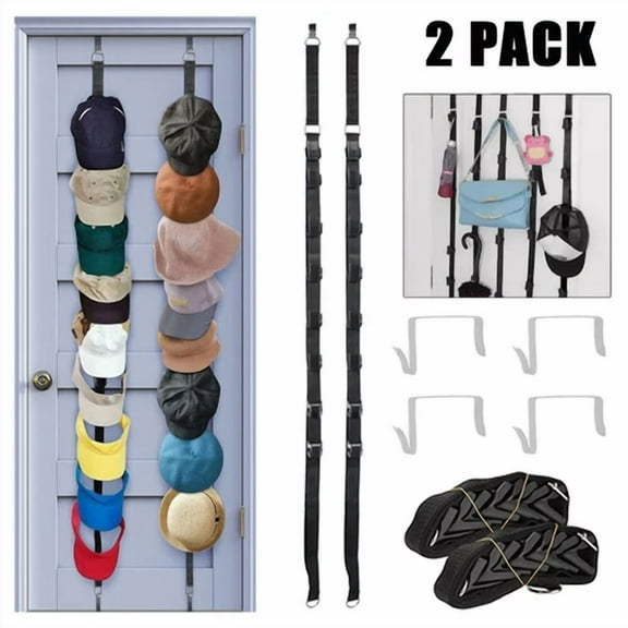 2× Baseball Cap Hat Rack Wall Door Hanger Holder Storage Organizer 16 Hooks Us