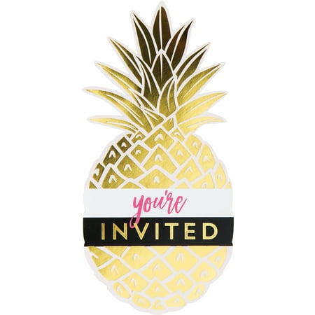 Golden Pineapple Invitations, 24 Count