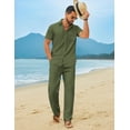 thumbnail image 6 of COOFANDY Men' Summer Beach Outfits 2 Piece Short Sleeve Shirts and Casual Pants Vacation Linen Sets, 6 of 7