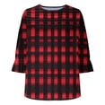thumbnail image 4 of Plebaso Womens Summer Tops Ruffle 3/4 Length Sleeve Round Neck Shirts Pleated Casual Loose Tunic Blouses, 4 of 6
