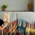 thumbnail image 3 of Retro Soft Flannel Fleece Blanket, Long Sharp Edged Horizontal Triangles on Different Color Blocks Creative and Abstract, Cozy Plush for Indoor and Outdoor Use, 50" x 70", Multicolor, by Ambesonne, 3 of 5