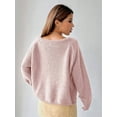 thumbnail image 4 of Womens Sweater Long Sleeve Crew Neck Pullover Fashion Knit Tops Pink S, 4 of 5