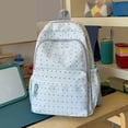 thumbnail image 4 of Polka Dots School Backpack, Multi-layer Backpack with Pendant, Spacious Bag for Shopping Work College (Light Blue), 4 of 9