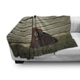 thumbnail image 3 of Guitar Soft Flannel Fleece Throw Blanket, Acoustic Music Element Leaning on a Wooden Wall Vintage Country Vibes, Cozy Plush for Indoor and Outdoor Use, 60" x 80", Dusk Redbrown, by Ambesonne, 3 of 6