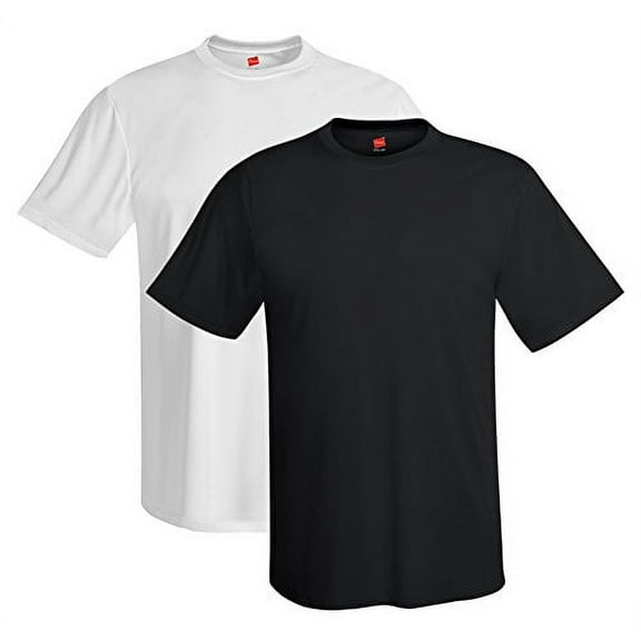 Hanes Cool DRI® TAGLESS® Men`s T-Shirt (Pack of 2) (1 Black / 1 White)