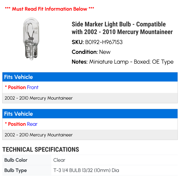 For 2002-2010 Mercury Mountaineer Fog Light Bulb Front Wagner 56158CCWK